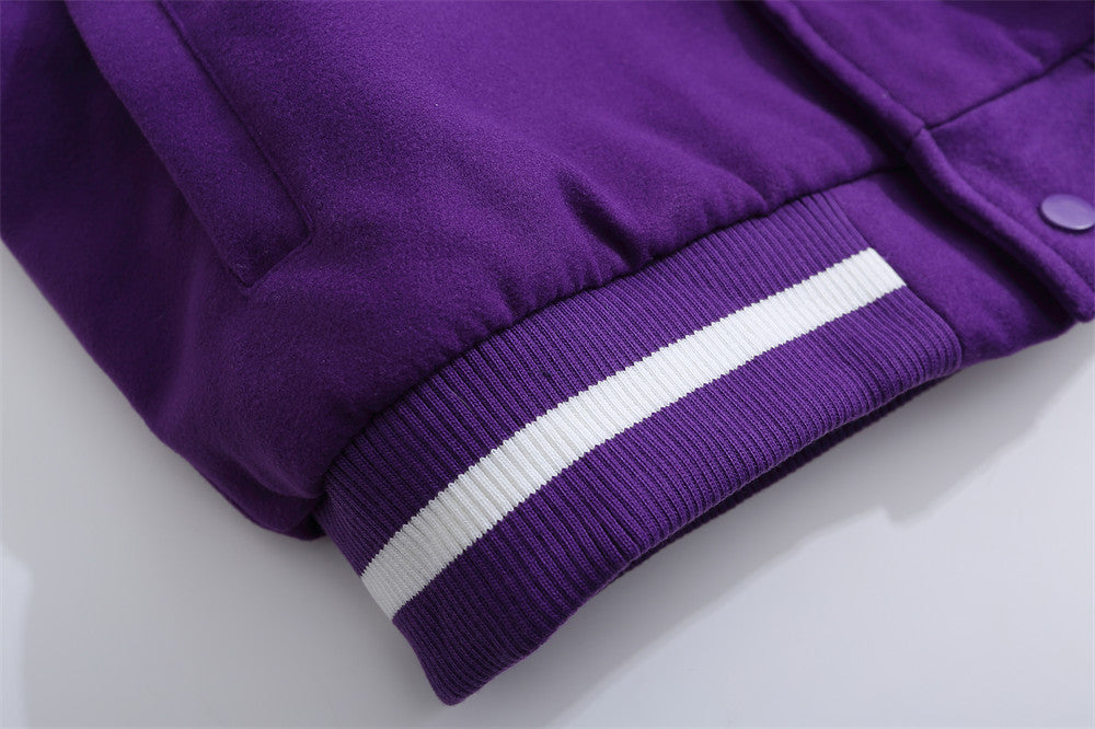 Purple Love Embroidered Varsity Jacket - Wurlis